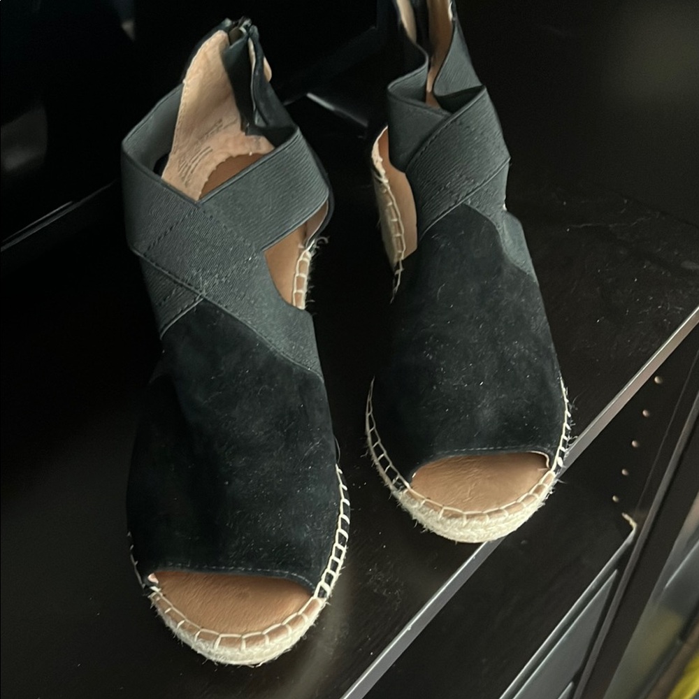 Black Espadrille Wedge Sandals